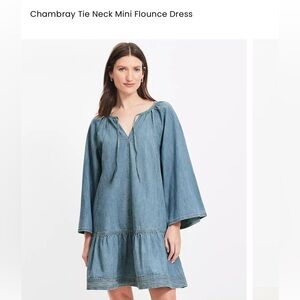 NEW Loft Chambray Tie Neck Mini Flounce Dress - Blue
Brand new!